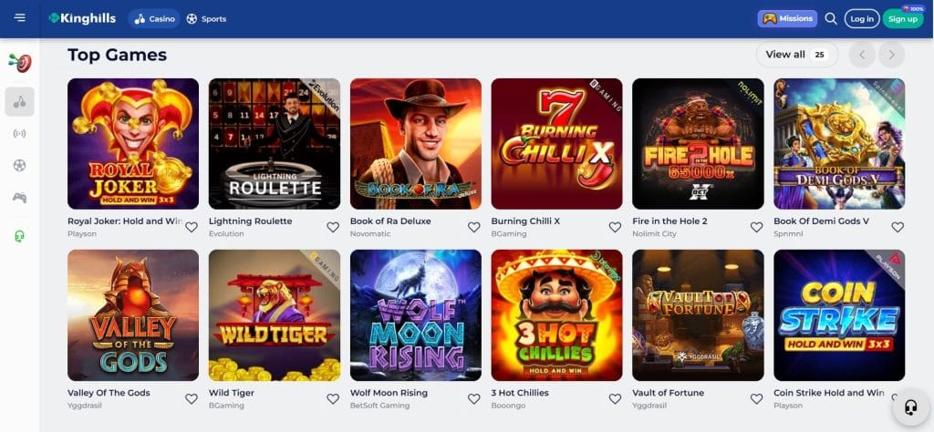 Kinghills Casino Games